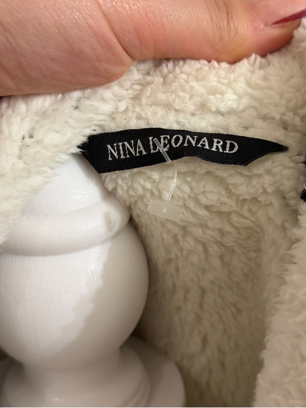 Nina Leonard Brown Faux Leather Aviator Jacket with Cream Shearling - Picture 3 of 3